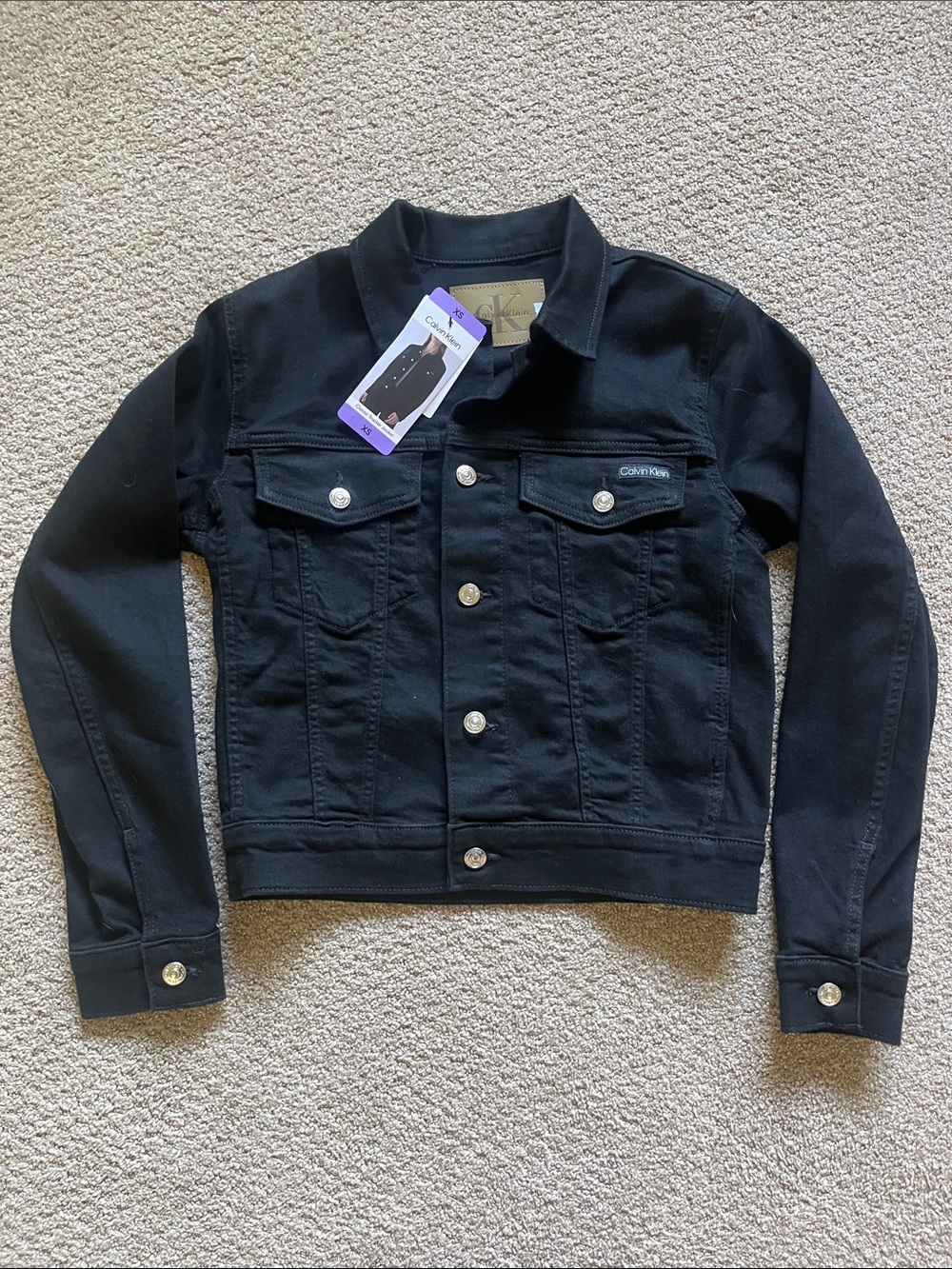 Calvin Klein Black Denim Button-Front Jacket